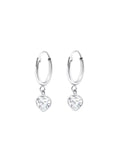 Silver earring with heart-shaped stone.